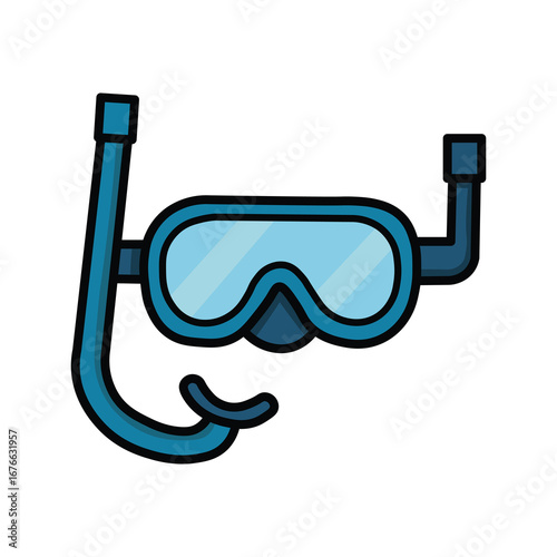 Illustration Vector Graphic Cartoon of a Scuba Diving Goggles for Underwater Sport and Snorkeling