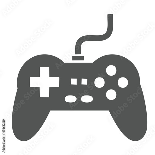Gray video game controller with buttons and joystick gaming technology