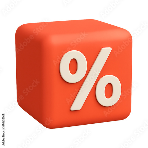 Orange cube with percentage symbol for sale promotion discount
