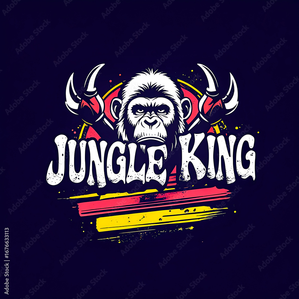 Obraz premium Vintage Retro Gorilla King T-Shirt Design – Bold Ape Illustration with Fierce Primate Graphic Artwork for Streetwear, Apparel, Merchandise, and Urban Fashion 