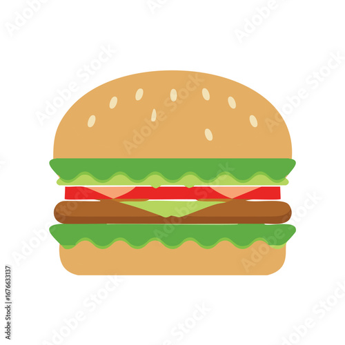 Brown burger with lettuce tomato and cheese hamburger food