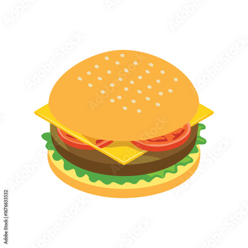 Delicious burger with cheese lettuce tomato and sesame seed bun hamburger cheeseburger