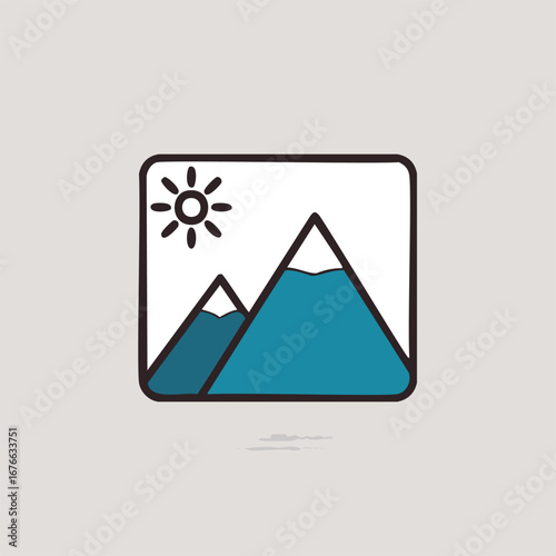Mountain landscape with sun and water nature