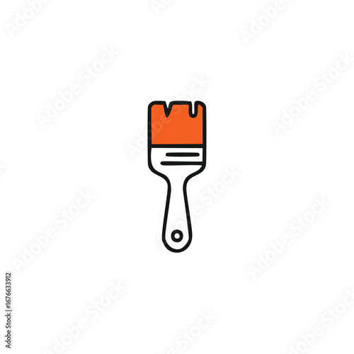 Orange paint brush with black outline painting tool