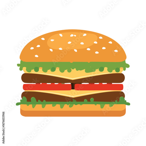 Double cheeseburger with lettuce and tomato hamburger fast food