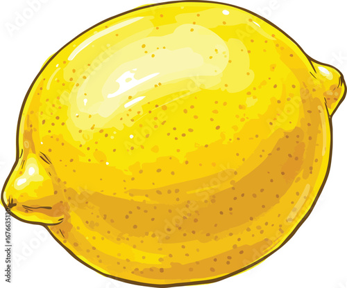 A bright yellow lemon with a few seeds and a slight sheen to it on transparent background