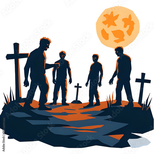 Zombies in graveyard