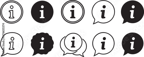 Collection of information icons and symbols in various styles