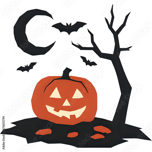 halloween pumpkin with bats