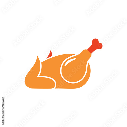 Roasted chicken leg with orange skin and red bone poultry food