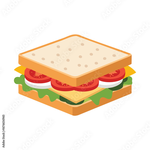 Toasted bread sandwich with cheese lettuce and tomato slices vector