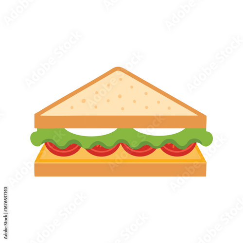 Triange sandwich with lettuce tomato and cheese triangle bread
