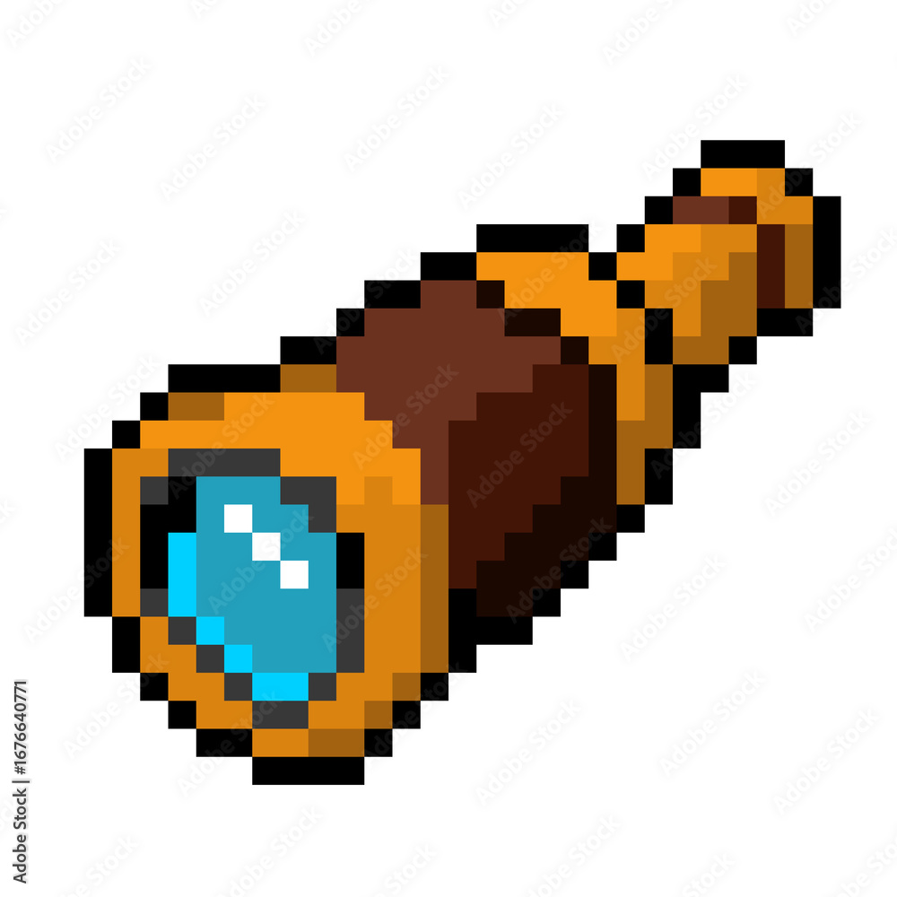 Fototapeta premium Pixel Art Spyglass with Blue Lens