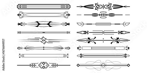 Set Black Simple Line Collection Doodle Border Elements Vector Design Style Sketch Isolated Illustration For Banner