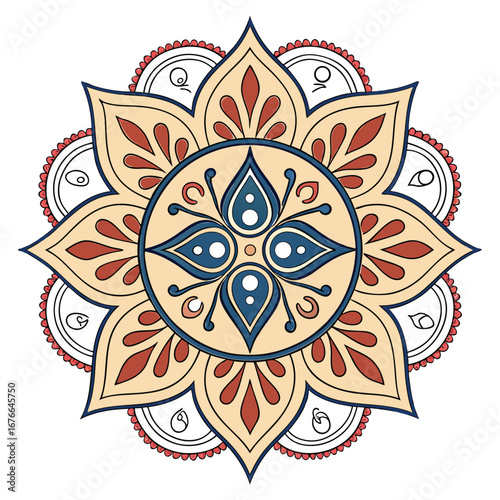 Intricate indian kumbh mela kalash and tri shul ornamental design celebrating spiritual traditions and cultural heritage with vibrant colors and classic typography