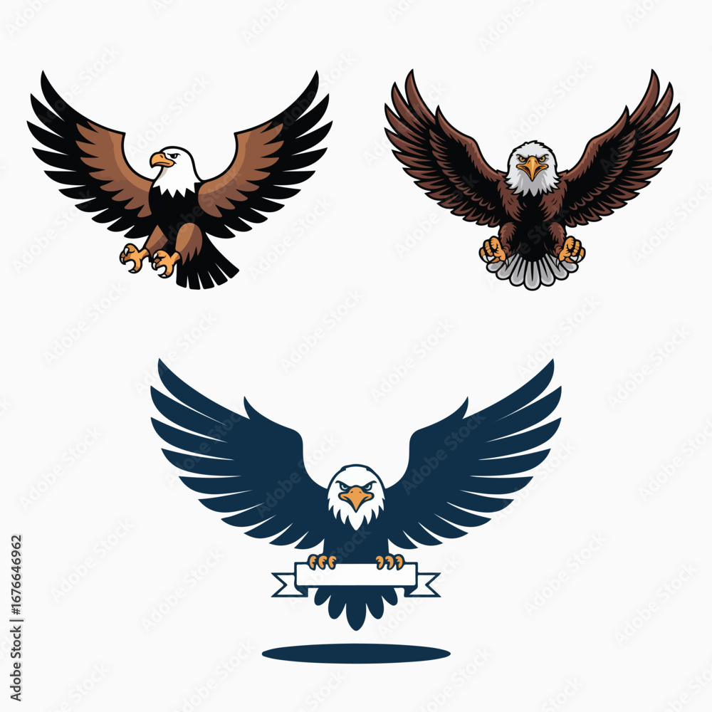 Obraz premium Eagle mascot set vector illustration