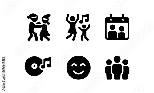 Dance party icons: fun and festive silhouettes for events and music celebrations
