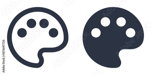 Palette, Color, or Art simple icons set designed in filled, outline, line and stroke style