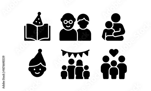 Festive family celebration silhouettes for community and togetherness