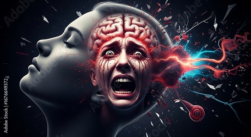 A screaming woman's head explodes