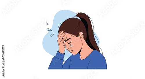 Overwhelmed woman experiencing headaches due to stress and fatigue affecting daily life