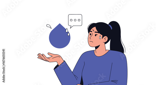 Person experiencing skin dryness and dehydration showing water droplet concern