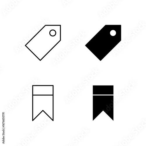 Tag and Bookmark Icon Collection in Line and Solid Style