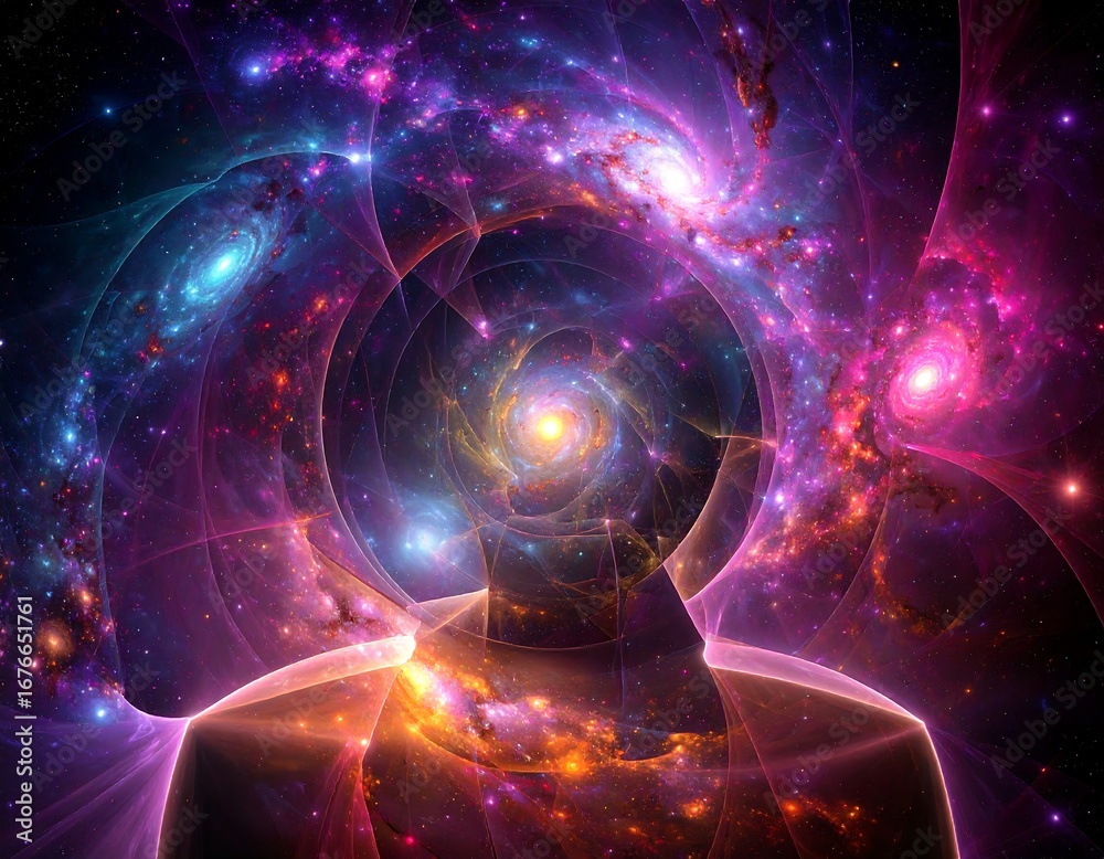 Obraz premium Abstract human form within a swirling cosmos