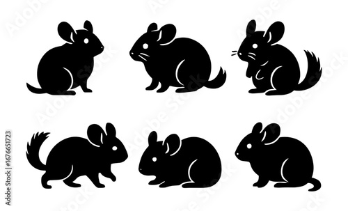 Chinchilla silhouette collection: cute small rodent designs for creative projects