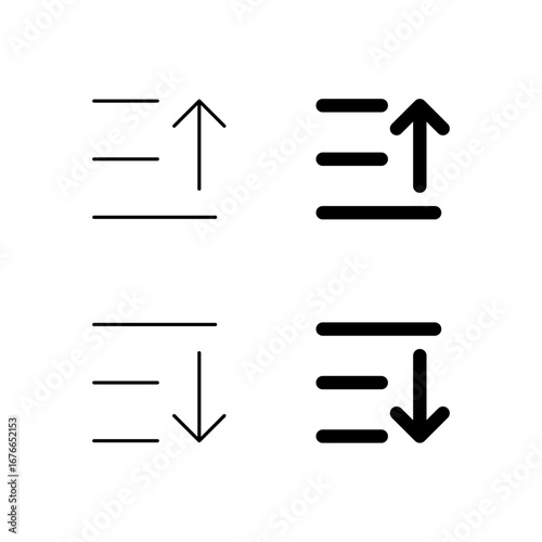 Sort Ascending and Sort Descending Icon Collection in Line and Solid Style