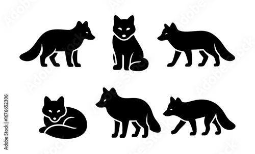 Silhouette fox collection: various poses and stances for wildlife designs