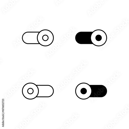 Toggle On and Toggle Off Icon Collection in Line and Solid Style