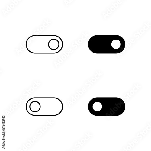 Toggle On and Toggle Off Icon Collection in Line and Solid Style