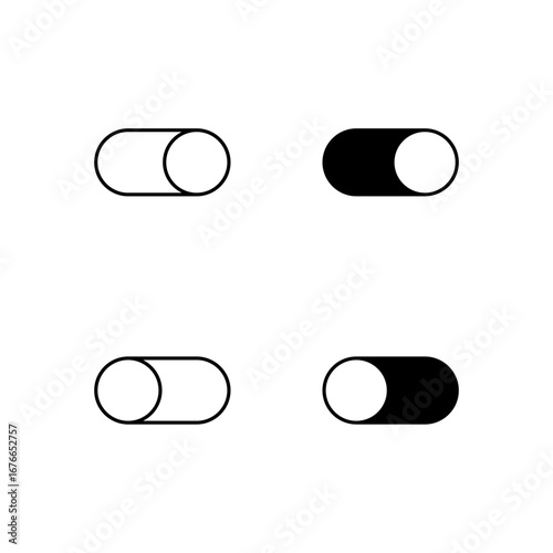 Toggle On and Toggle Off Icon Collection in Line and Solid Style