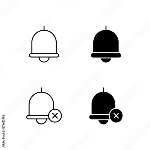 Bell and Bell Off Icon Collection in Line and Solid Style