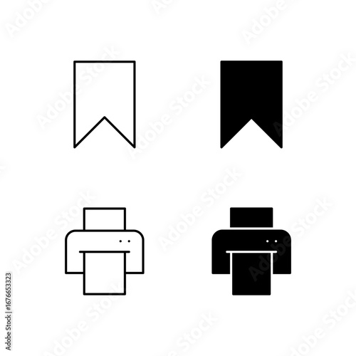 Save and Print Icon Collection in Line and Solid Style