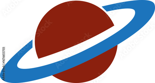 Saturn planet icon in trendy colorful flat style. Astronomy orbit cosmic galaxy space celestial body solar system ringed planet silhouette illustration design isolated on transparent background.