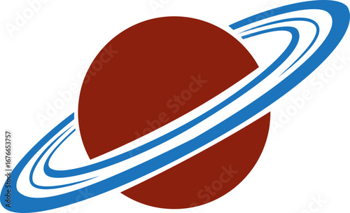 Saturn planet icon in trendy colorful flat style. Astronomy orbit cosmic galaxy space celestial body solar system ringed planet silhouette illustration design isolated on transparent background.