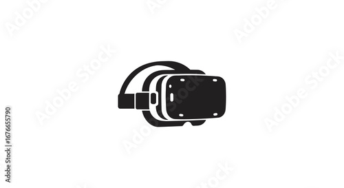 Virtual reality headset icon in black and white on plain background