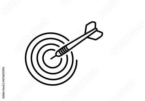 Dart Hitting Bullseye - Target Achieved Concept