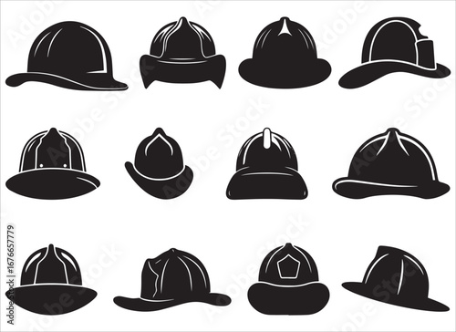 Firefighter Helmet Silhouettes Collection