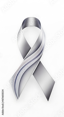 A silver awareness ribbon