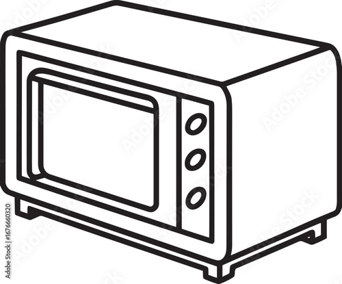 Microwave oven outline vector illustration, line art
