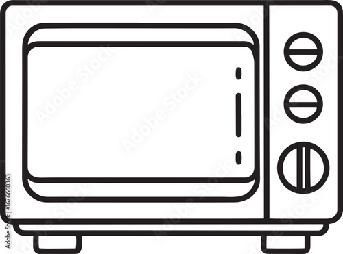Microwave oven outline vector illustration, line art