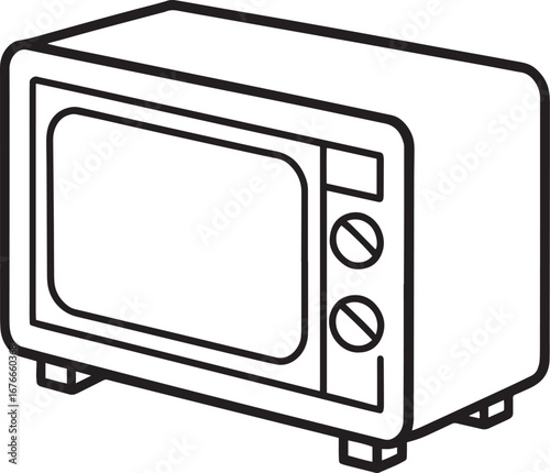 Microwave oven outline vector illustration, line art