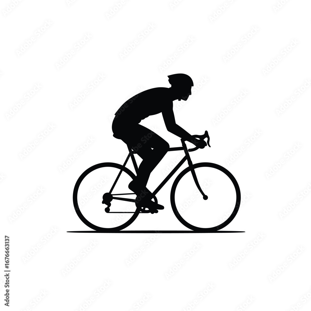 Fototapeta premium Cyclist Silhouette: Road Bike, Active Lifestyle