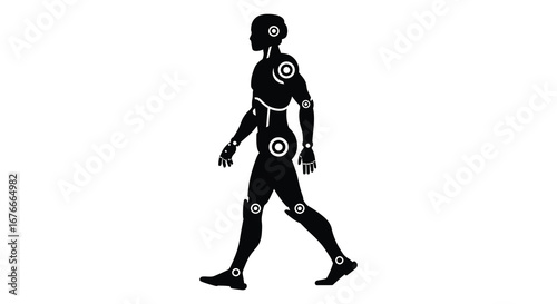 Human body silhouette with joint markers for motion capture analysis