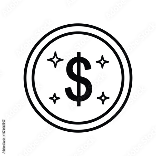 Money Coin Illustration: An elegant illustration of a shiny dollar coin, highlighting its monetary value.