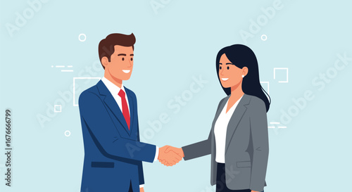 Two business people shake hands making a deal. Professional partnership, collaboration, agreement, success.