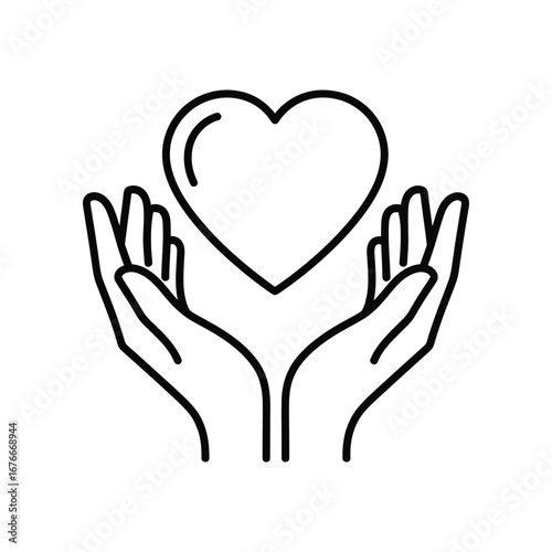 Embracing Compassion: A stylized illustration presents hands cradling a heart, symbolizing care, empathy, and support.